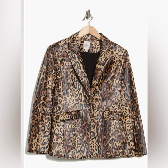 Cinq à Sept Cheyenne Leopard Print Faux Leather Jacket - Picture 3 of 11